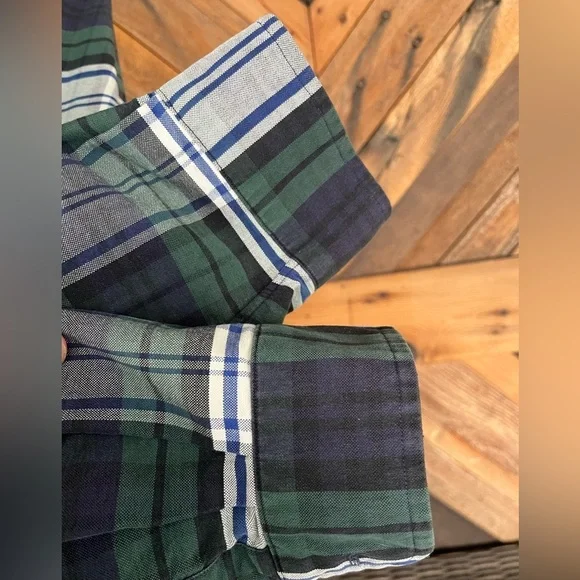 Men’s Polo Ralph Lauren Green Plaid Long Sleeve Flannel Shirt Big Shirt Large - Picture 3 of 7